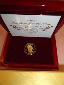   First Spouse Gold Proof Coin Abigail Adams Coin Box And COA  