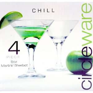 Circleware 4pc. EVENT Martini Set   10oz. Glasses  Kitchen 