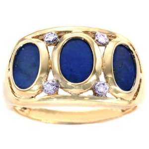    Stone Band Ring with Diamonds Lapis Lazuli, size7: diViene: Jewelry