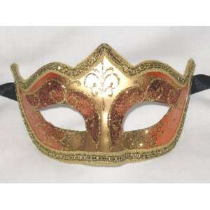  Peach and Gold Colombina Punta Star Venetian Mask