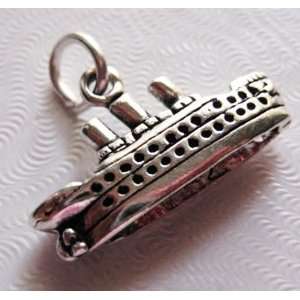 Cruise Ship, Traditional, Sterling Silver Charm Great for Scrapbooking