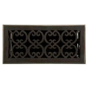 Scrolled Bronze Wall Register with Louvers   4 x 10 (5 1/4 x 11 1/8 