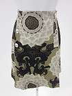 BIBA Tan Black Green Gray Floral Print A Line Knee Length Skirt Sz 40