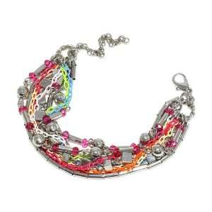   Silver, Pink, Green, Blue, And Orange; Lobster Clasp Closure;: Jewelry