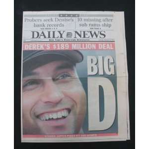  Derek Jeters 189 Million Dollar Deal Daily News Cover Page 