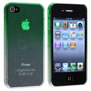 Clear Green Waterdrop Case Cover+3x Screen Protector For iPhone 4 4G 