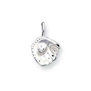  Sterling Silver Baseball Glove Charm with Jump Ring 