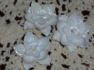 White AB Water Lily 3 tier Lucite Flower Focal Bead  