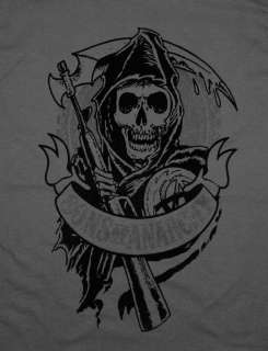 Sons Of Anarchy Grim Reaper Logo Flocked TV Show T Shirt Tee  