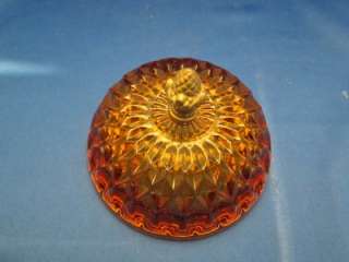 Vtg Amber Glass Covered Lidded Bowl Dish Metal Finial  
