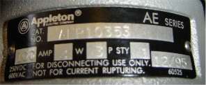 Appleton AEP10353 Plug 100 Amp 3 Wire 3 Pole AEP 10353  