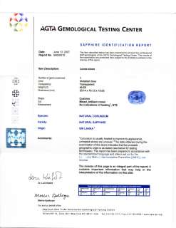   Unheated Untreated Flawless Sri Lanka Sapphire AGTA certificate