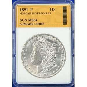  1891 P MS64 Morgan Silver Dollar SGS Graded: Everything 