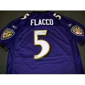 Joe Flacco Autographed Ravens Reebok Jersey:  Sports 