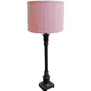    Brown Metal Lamp with Vintage Pink Stripe Shade: Home Improvement