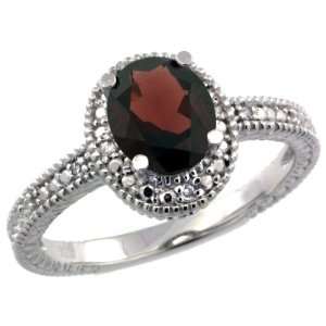 Sterling Silver Vintage Style Oval Garnet Stone Ring w/ 0 