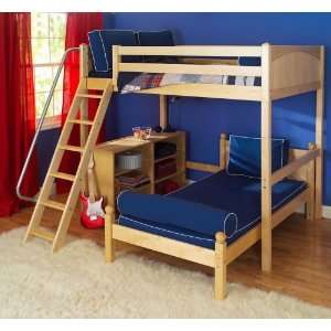   Twin over Full L Shaped Bunk Bed w. Angle Ladder