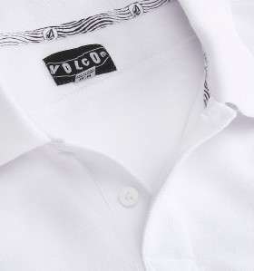 Volcom Stone The Club Pique Mens White Polo Shirt New NWT  