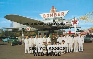 1959 TEXACO GAS STATION WWII BOMBER AIRPLANE PHOTO CREW  