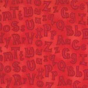  Quilting Fabric Alphabet Animal Flannel Red Tonal Arts 