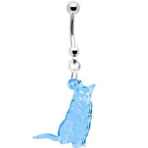    Light Blue Itty Bitty Burmese Kitty Cat Belly Ring: Jewelry