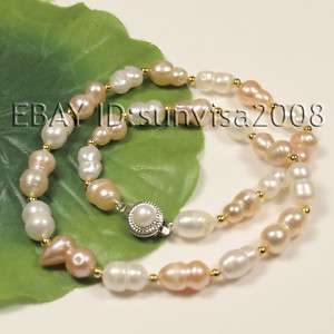 14mm anomalous white pink akoya pearl necklace 17 22  
