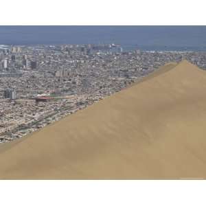 Giant Sand Dune Above Large City, Iquique, Atacama Coast, Chile, South 
