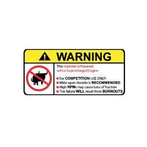 Hummer Supercharged V8 No Bull, Warning decal, sticker