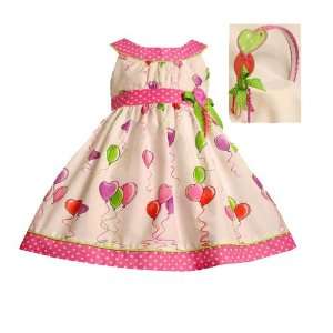   24M WHITE PINK GREEN HEARTS BALLOONS Birthday Party Dress   18M: Baby