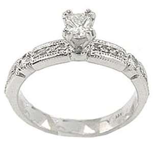  Antique Diamond Engagement Ring With 3/8ct Princess Cut 