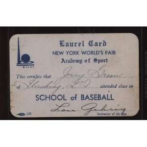  Lou Gehrig ( Eleanor ) Signed Laurel Card JSA LOA   Signed 