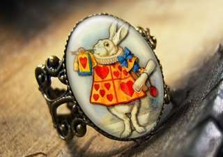 Alice in Wonderland White Rabbit Antique Ring 273 AR  