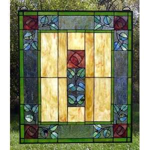  Frank Lloyd Wright Style Rose Stained Glass Window