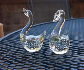Handmade Hand Blown Glass Swans Figural Set of Two Nice  