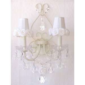  Double Light Wall Sconce with White Rose Shades