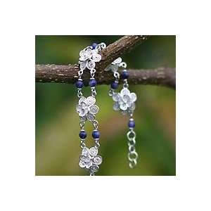  NOVICA Lapis lazuli flower bracelet, Garlands Jewelry