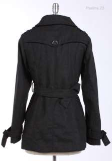 Double Breast Military Wool Trench Coat Charcoal Various Size  