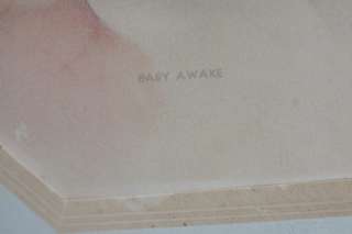  LOT OF 2 1940s ORIGINAL BABY AWAKE BABY ASLEEP OCTAGON FRAMED PRINTS