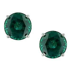  Amour 1 5/8 CT TGW Created Emerald Stud Earrings 10k 