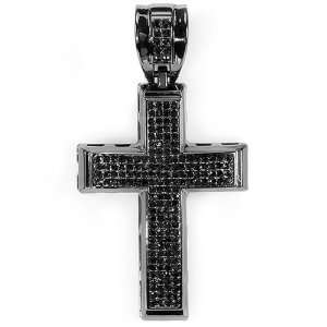 Black Plated Hip Hop Crystals Blackout Micro Pave Mens Bling Religious 