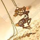 Vintage Carved Deer Sweater Long Chain Necklace Pendant 5753