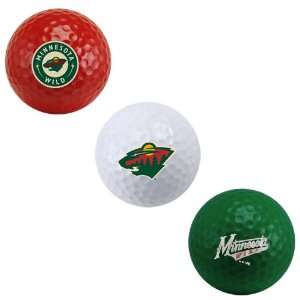  NHL Minnesota Wild 3 Ball Tri Color Golf Ball Set Sports 