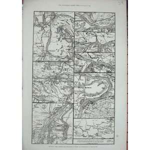  1877 War Maps Towns Fortresses Danube River Rustchuk