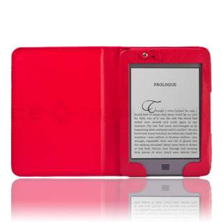  Kindle Touch 4 4th Gen LED Light Lighted Leather Case Cover Red 