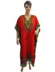   Wear Womens Printed Satin Crepe Caftan Kaftan Red Green Evening Dress
