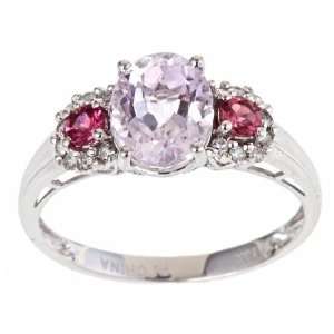   White Gold Kunzite, Pink Sapphire and 1/8ct TDW Diamond Ring Jewelry
