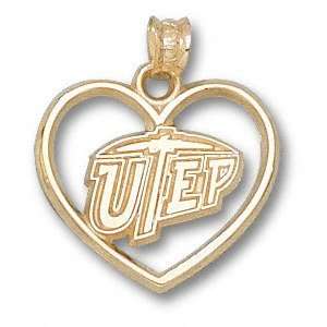   UTEP Miners Solid 14K Gold UTEP Heart Pendant