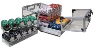600 Ct Coin Inlay 15 Gram Poker Chips Set Acrylic Case  