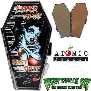   Suck Coffin Compact Mirror Rockabilly Horror Zombie Vampire  