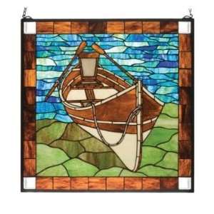  Beached Guideboat Art Glass Window